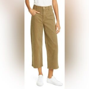 Frame Denim Olive Green Wide Leg Jeans